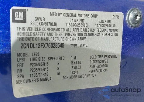 2007 Chevrolet Equinox Ls from USA, damaged, VIN 2CNDL13FX76028545